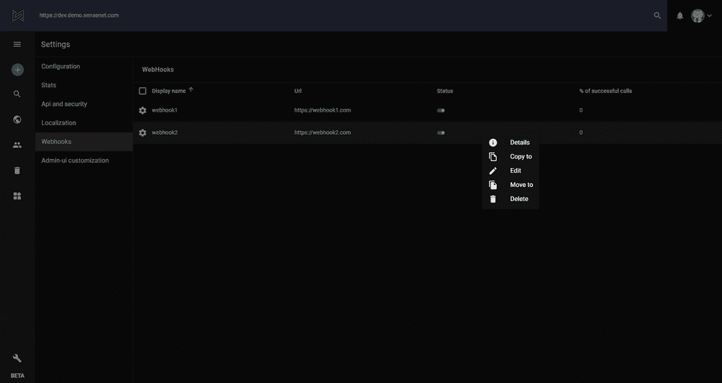 Webhooks actions