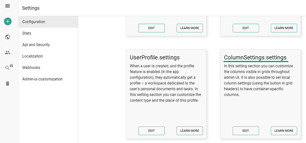 Setup Global Column Settings